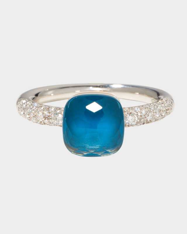 Nudo 18K Gold Ring White Topaz & Diamonds, EU 52 / US 6